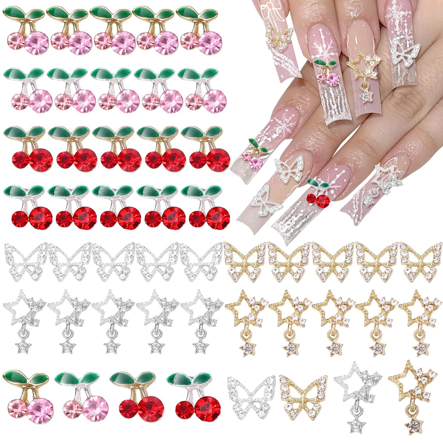 Nail Art Valentines Day - 40 piezas de dijes de gemas