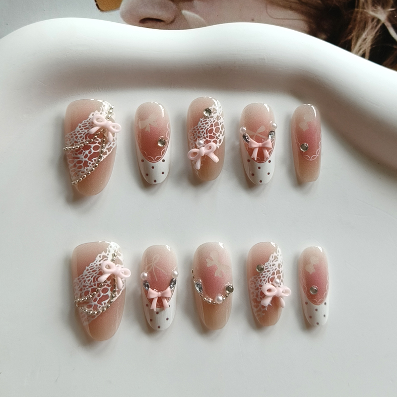 Nail Art Press On - 10 Uñas Postizas Francesas con Diseño