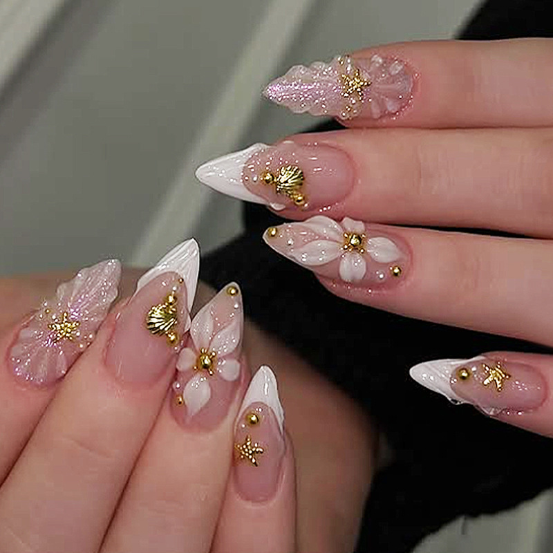 Nail Art Pink - 24 Uñas Postizas de Almendra con