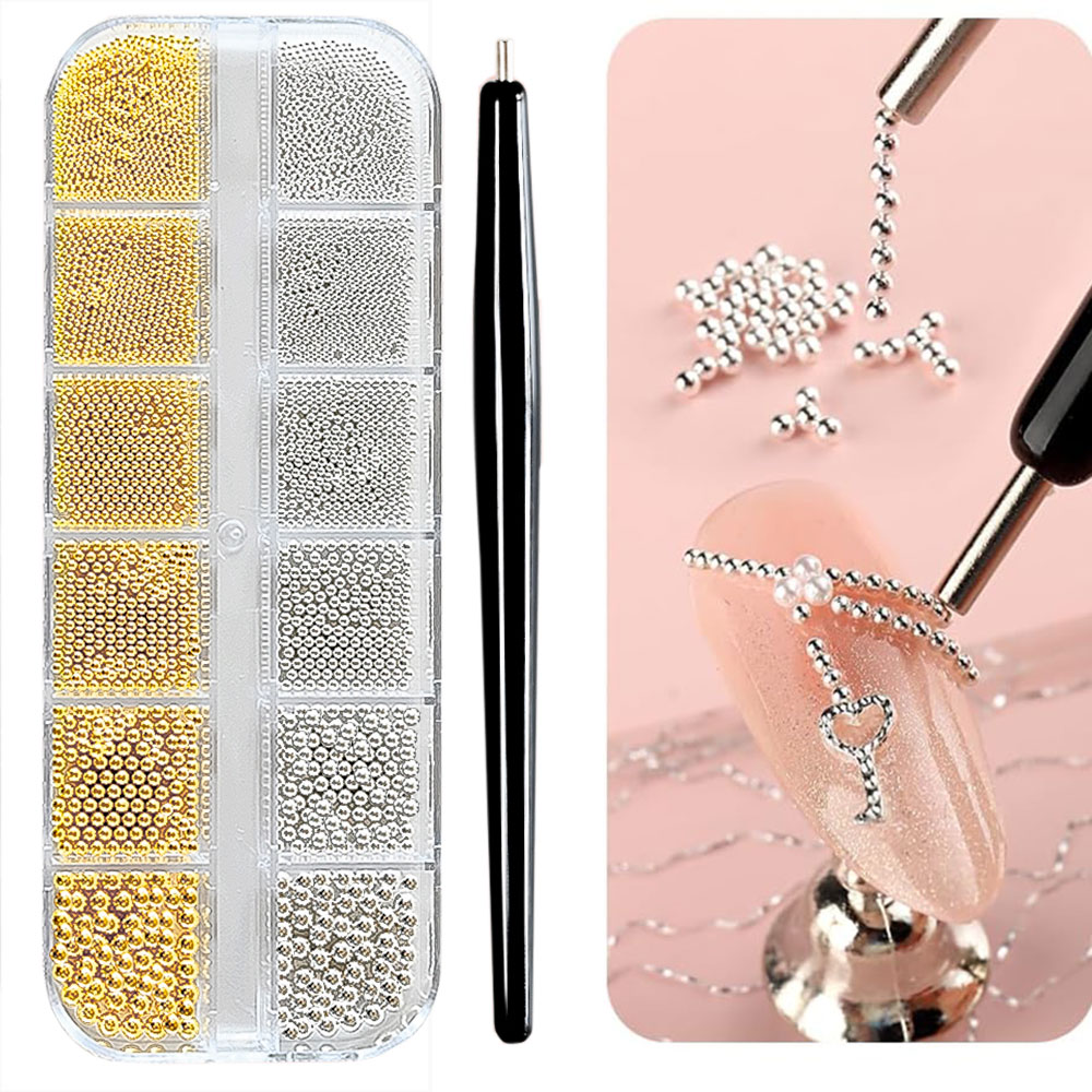 Mini cuentas de Caviar doradas - Nail Art Valentines Day reseña y precio