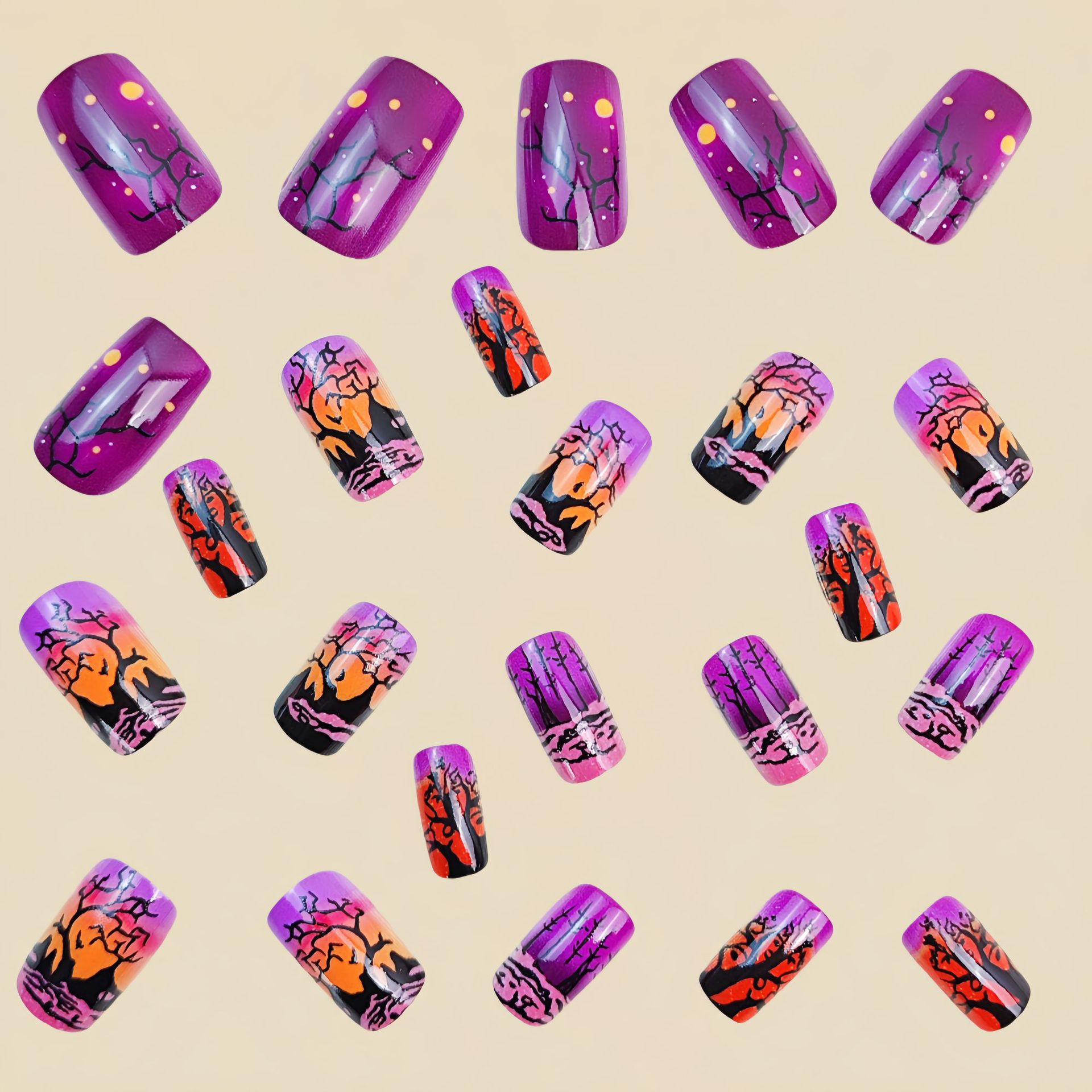 Uñas postizas cuadradas de tam - Nail Art Orange reseña y precio